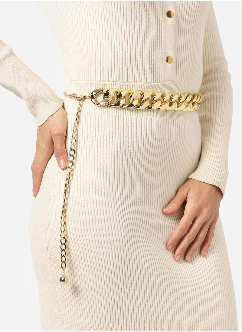 Haute Sauce Gold-Coloured Solid Waist Belt