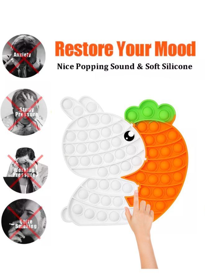 Push Pop Bubble Fidget Toy Silicone Animal Sensory Squeeze Toy Stress Relief Anti-Anxiety ADHD Autism Special Fidget Popper Gift for Kids and Adults Rabbit A  - Image 4