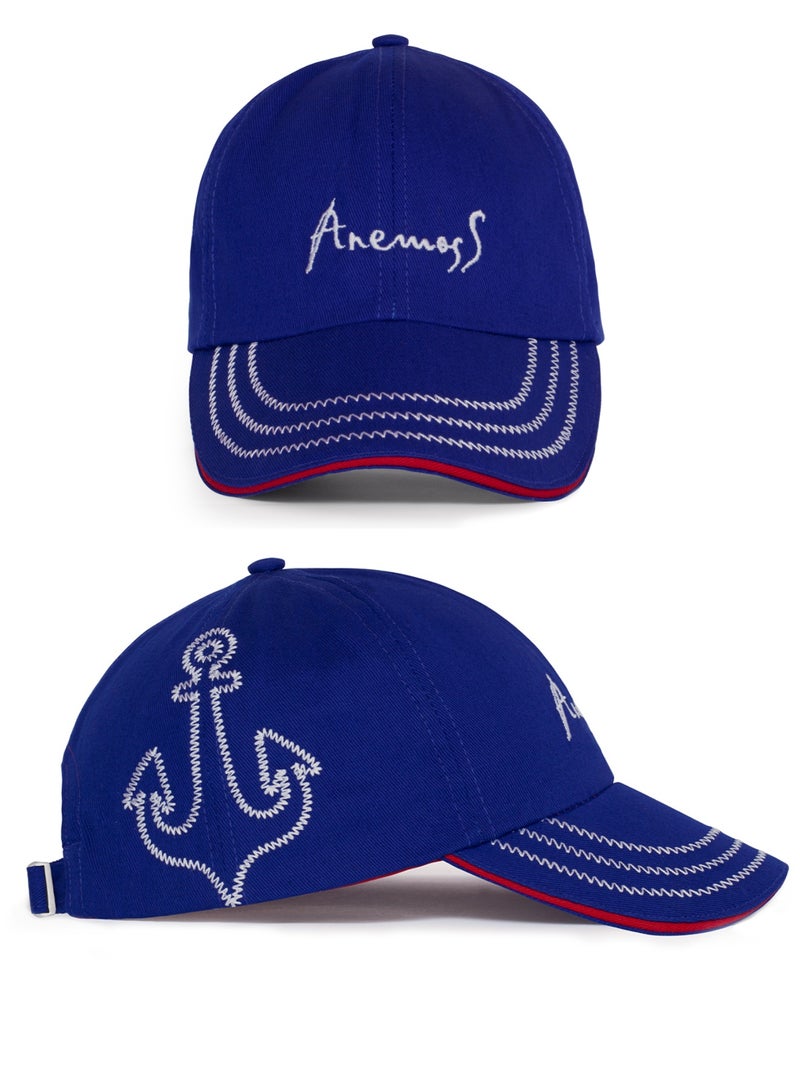 أنيموس قبعة بيسبول منحنية الحافة كاجوال، مطرزة بالمرساة، مصنوعة من قطن 100%، بخامة قابلة للتنفس، قبعة للرجال والنساء، مع حزام معدني قابل للتعديل. - Image 1