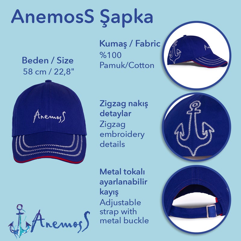 Anemoss Casual Curve Peak Cap, Embroidered Anchor Baseball Cap, 100% Cotton, Breathable Material, Hat for Men & Women, Adjustable Metal Buckle Strap - Image 5