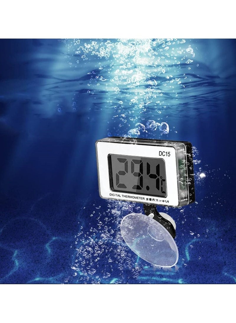 DC15 Mini Digital LCD Waterproof Thermometer Aquarium Fish Tank Temperature Meter Suction Cup for Kitchen Bedroom Living Room Baby Room Bathroom Planting Shed - Image 1