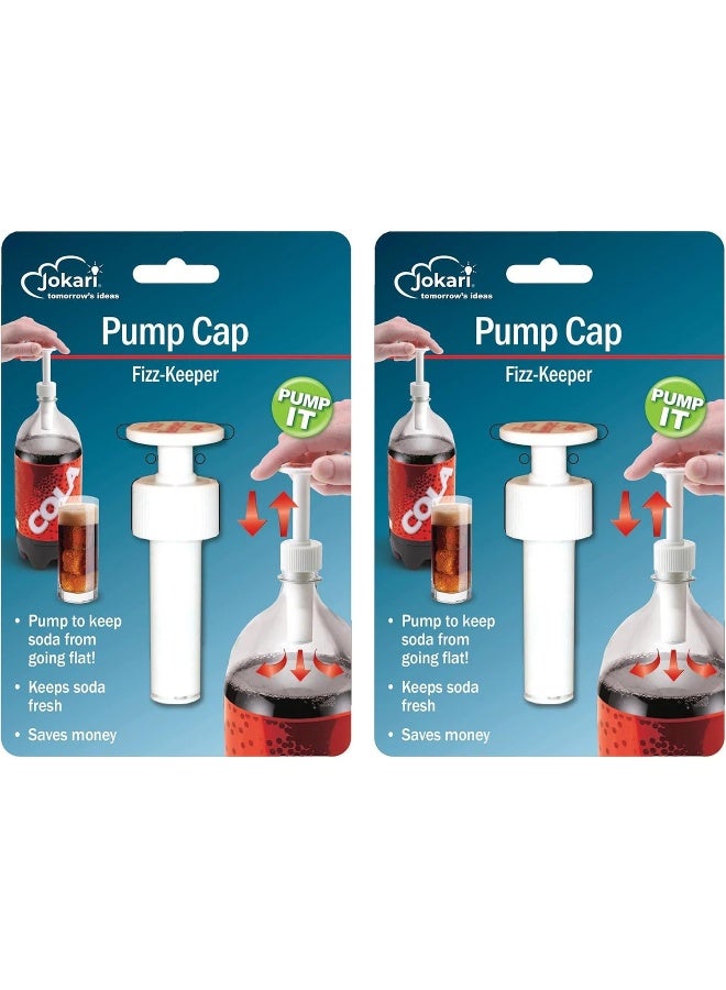 Jokari Jokari 05002 – Fizz Keeper Pump Cap for 2 Litre Bottles – White 3.6cm x 8cm - Keeps The Fizz in - 2 Pack - Image 1