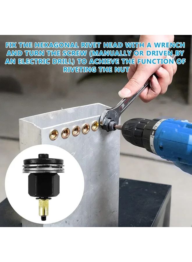 6pcs M3 M4 M5 M6 M8 M10 Rivet Nuts Kit with Mandrel Retractable Nuts for Manual Riveting - Image 4