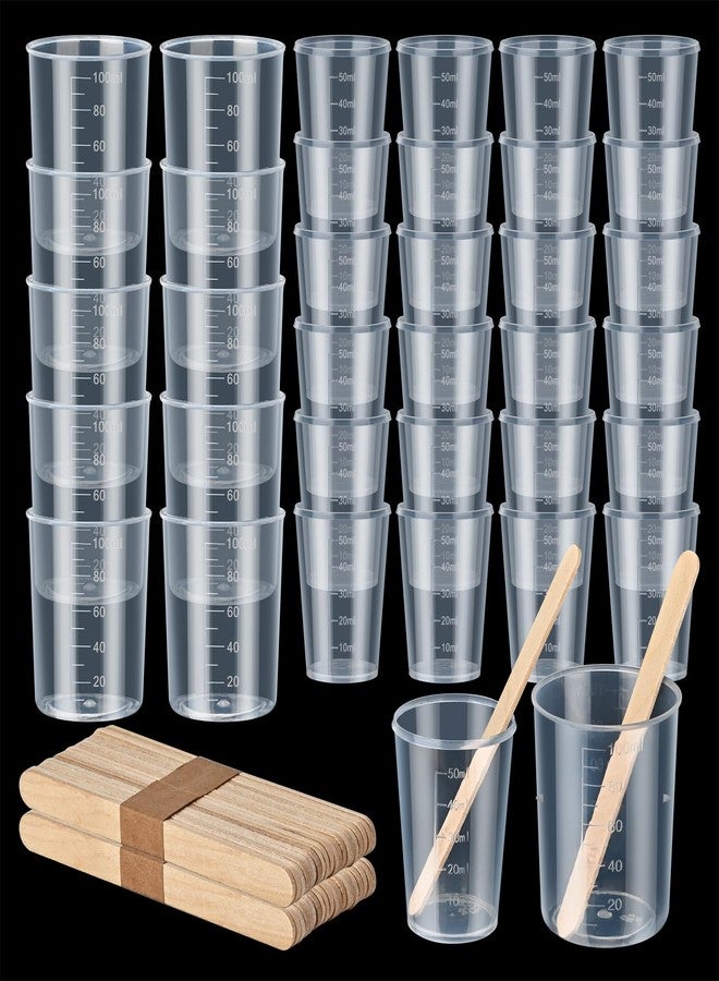 TAKIMO 56 PCS Resin Mixing Kit,12PCS 100ML Disposable Measuring Cups,24PCS 50ML Mixing Cups for Resin,20 Wooden Stirring Sticks, Mixing Cups for Epoxy Resin, Paint Mixing, Jewelry Making - Image 1