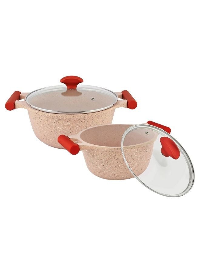 Prestige Essentials 9pcs Pots and Pans Set | Nonstick Cookware Sets |  Granite Pots Set | Kitchen Induction Pots and Pans Cooking Sets | Pan Sets for Cooking - Pink - Image 2