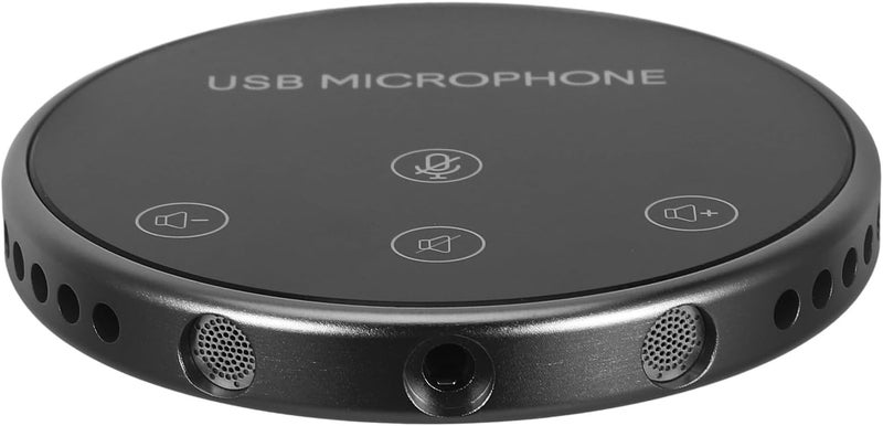 USB Omnidirectional Microphone 360° Pickup Portable Conference Call Mic for Computer Live Streaming and Video Meetings Black - Image 1
