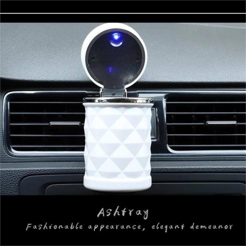 1pc Portable Car Cigarette Ashtray With Lid And LED Light - Detachable Vehicle Ashtray Holder For Auto Accessories(WHITE) - Image 1