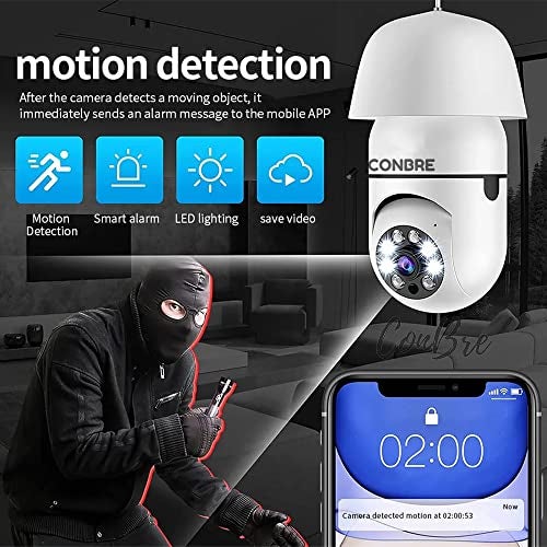 Conbre LightXR 2MP Full HD Indoor Wireless WiFi CCTV Security Camera | Motion Tracking | Two Way Talk | Colored Night Vision | Support Upto 128GB SD Card | Includes E27 Holder - Image 3