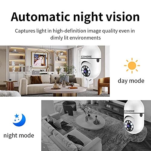 Conbre LightXR 2MP Full HD Indoor Wireless WiFi CCTV Security Camera | Motion Tracking | Two Way Talk | Colored Night Vision | Support Upto 128GB SD Card | Includes E27 Holder - Image 5