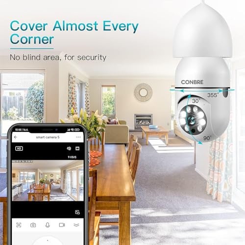 Conbre LightXR 2MP Full HD Indoor Wireless WiFi CCTV Security Camera | Motion Tracking | Two Way Talk | Colored Night Vision | Support Upto 128GB SD Card | Includes E27 Holder - Image 2