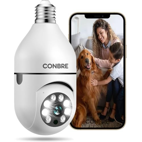 Conbre LightXR 2MP Full HD Indoor Wireless WiFi CCTV Security Camera | Motion Tracking | Two Way Talk | Colored Night Vision | Support Upto 128GB SD Card | Includes E27 Holder - Image 1