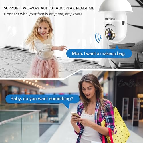 Conbre LightXR 2MP Full HD Indoor Wireless WiFi CCTV Security Camera | Motion Tracking | Two Way Talk | Colored Night Vision | Support Upto 128GB SD Card | Includes E27 Holder - Image 4