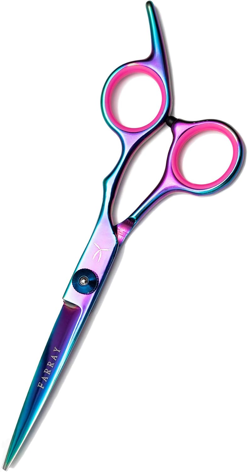 FARRAY 65 Professional Hair Cutting Scissors  Japanese Stainless Steel Barber Shears for Salon Home All Ages  Ergonomic Handle  Sharp Blades Aurora color