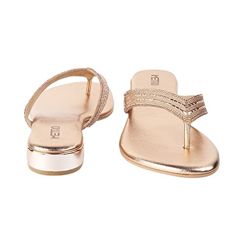 Metro Women Rose Gold Synthetic Leather Ehnic Slip-on Sandal UK/6 EU/39 (35-4988) - Image 5