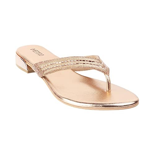 Metro Women Rose Gold Synthetic Leather Ehnic Slip-on Sandal UK/6 EU/39 (35-4988) - Image 2