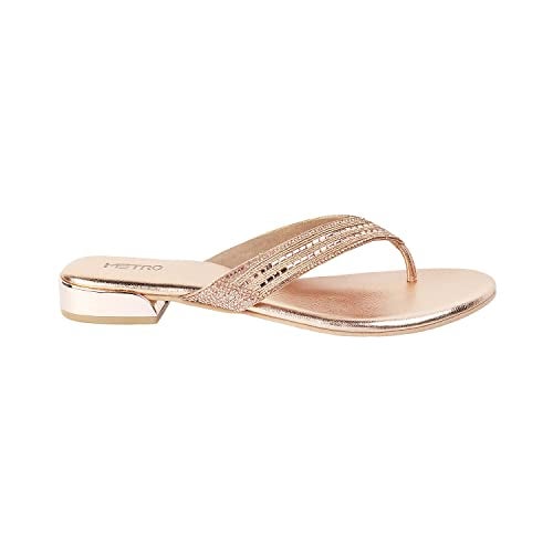 Metro Women Rose Gold Synthetic Leather Ehnic Slip-on Sandal UK/6 EU/39 (35-4988) - Image 3