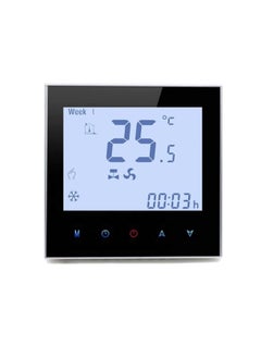 Wifi Programmable Room AC Smart Thermostat Energy Saving FCU Central Air Conditioner Touch Controller 95 240VAC with Alexa Echo Google Home IFTTT Support Black with Silver Frame