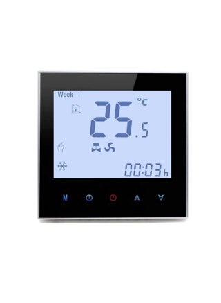 Wifi Programmable Room AC Smart Thermostat Energy Saving FCU Central Air Conditioner Touch Controller 95 240VAC with Alexa Echo Google Home IFTTT Support Black with Silver Frame - pzsku/Z3F92ED5ED36813A582D7Z/45/1746625379/a9f80d2b-1c05-4df9-84a2-fe9314d5279b