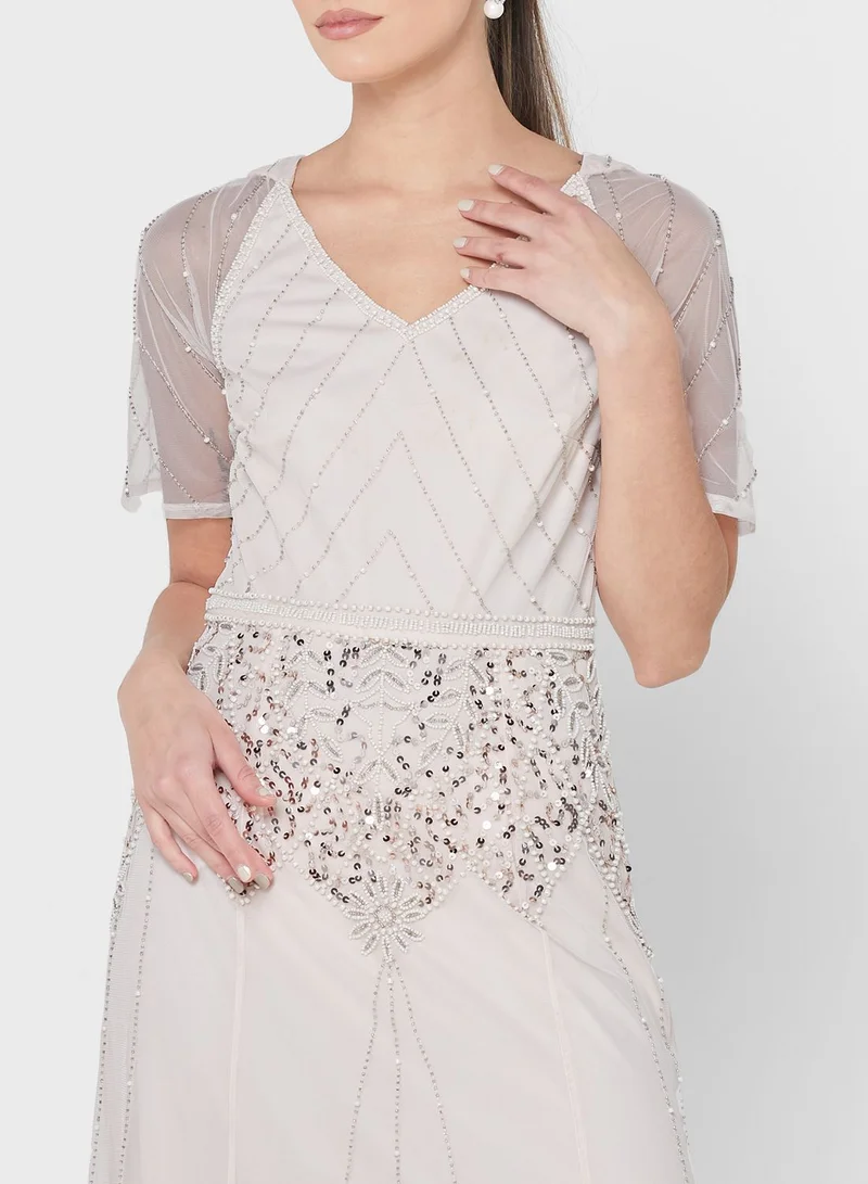boohoo Embroidered Tulle Detail Dress for Women
