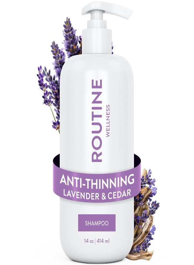 Routine Wellness Anti-Thinning Shampoo for Thinning Hair - Biotin DHT Blocker Women & Men - Color Safe Shampoo for Hair Loss & Healthy Hair - Lavender & Cedar - 14oz - Image 1