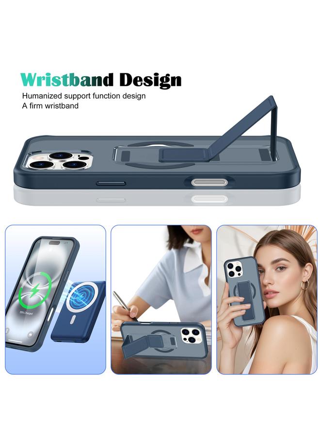 S-TOP Case For iPhone 16 Plus Matte Skin Feel Wristband Holder MagSafe Phone Case - Image 3