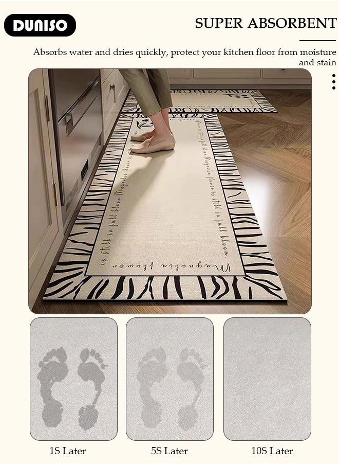DUNISO 2 PCS  Kitchen Mats and Rugs Set , Non Slip Heavy Duty Standing Mat, Quick Dry Diatom Mud Floor Mat,  Extra Soft and Absorbent Floor Mats for  Kitchen, Bath, Office, Laundry(40*60cm+40*120cm)  - Image 2