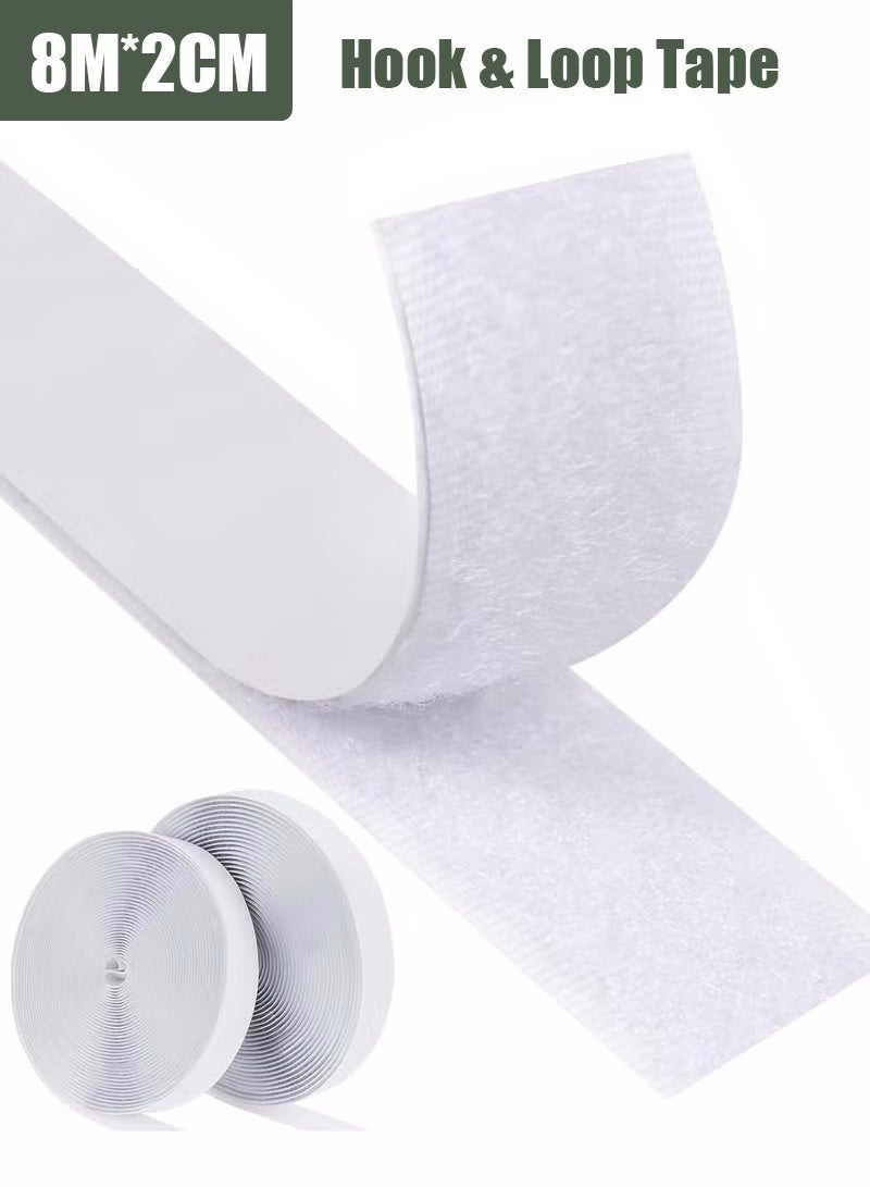 Hook and Loop Tape, Velcro Tape Adhesive Hook and Loop Strip Tape Self Adhesive Sticky Back Fastening Tape Heavy Duty Reusable Double Sided Sticky Back Fastening Tape, 8M * 2CM - Image 1