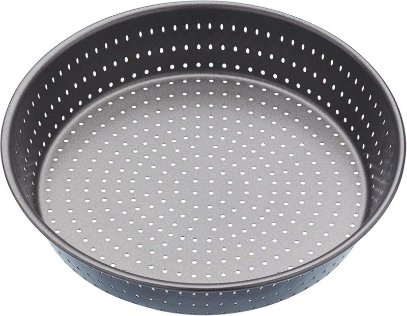 Master Class MasterClass KCMCCB15 Crusty Bake 23 cm Deep Perforated Pie Dish with PFOA Non Stick, Robust 1 mm Carbon Steel, 9 Inch Round Tin, Grey - Image 1