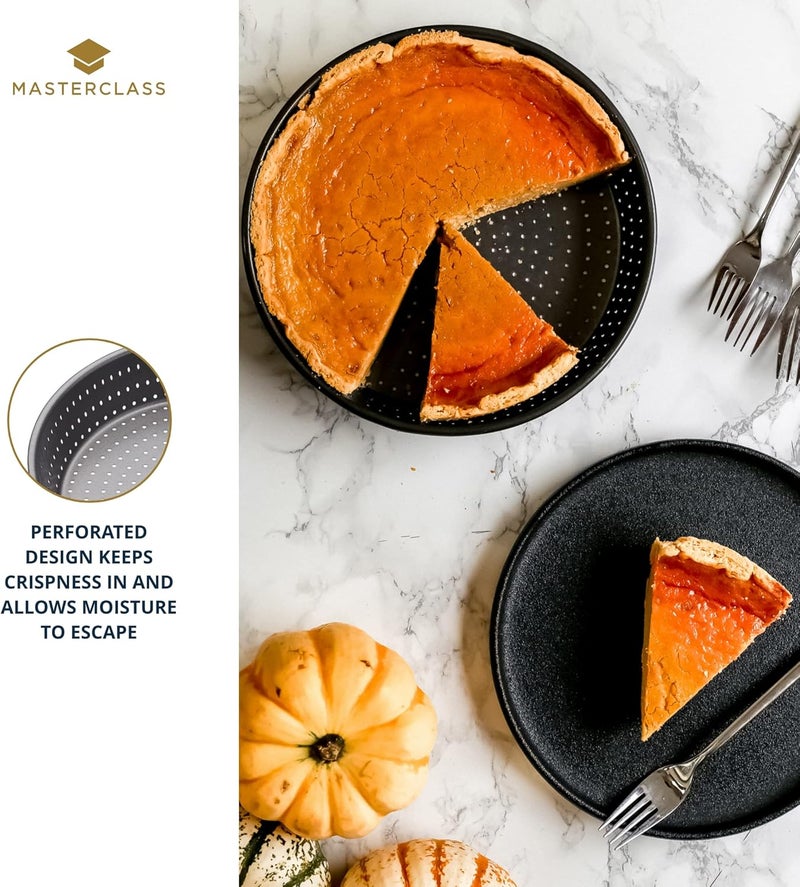 Master Class MasterClass KCMCCB15 Crusty Bake 23 cm Deep Perforated Pie Dish with PFOA Non Stick, Robust 1 mm Carbon Steel, 9 Inch Round Tin, Grey - Image 4