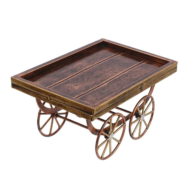 SUNTOWN Wrought Iron Decorative showpiece Serving Trolley for Table Decor Perfect for Living Room/Hotel/restaurent/Bedroom/Drawing Room/Home décor/Office/Dining Table/Gift/Multicolor/Size 13*7*9 in - Image 1