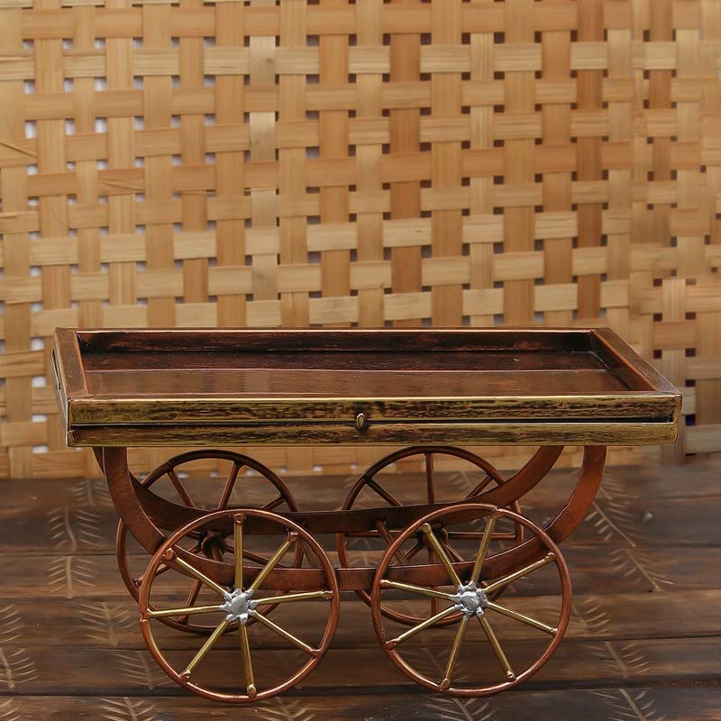 SUNTOWN Wrought Iron Decorative showpiece Serving Trolley for Table Decor Perfect for Living Room/Hotel/restaurent/Bedroom/Drawing Room/Home décor/Office/Dining Table/Gift/Multicolor/Size 13*7*9 in - Image 2