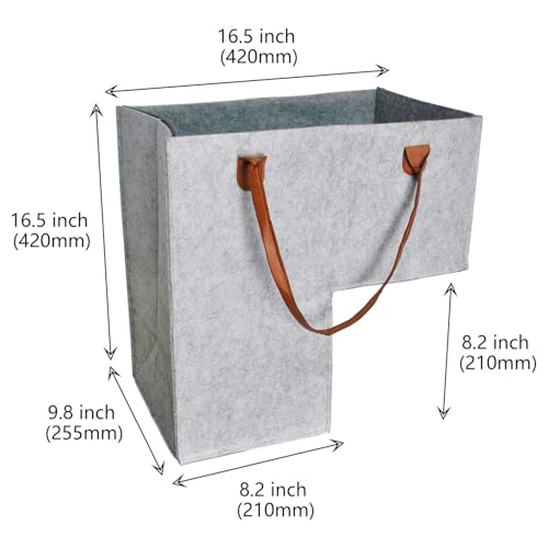 Zhupoub (2-PACK) Stair Basket -Foldable L-Shape step Storage Basket with Supporting Insert and Leather Handle, for Carpeted and Wooden Stairs, Suitable for Toys,Clothes,Books,Computers (Gray) - Image 2