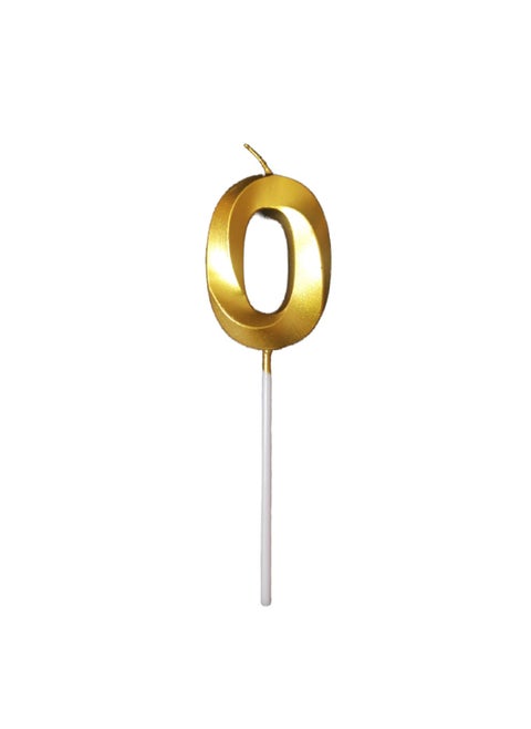 Gold Number Candles For Happy Birthday Cake and Party Number 0