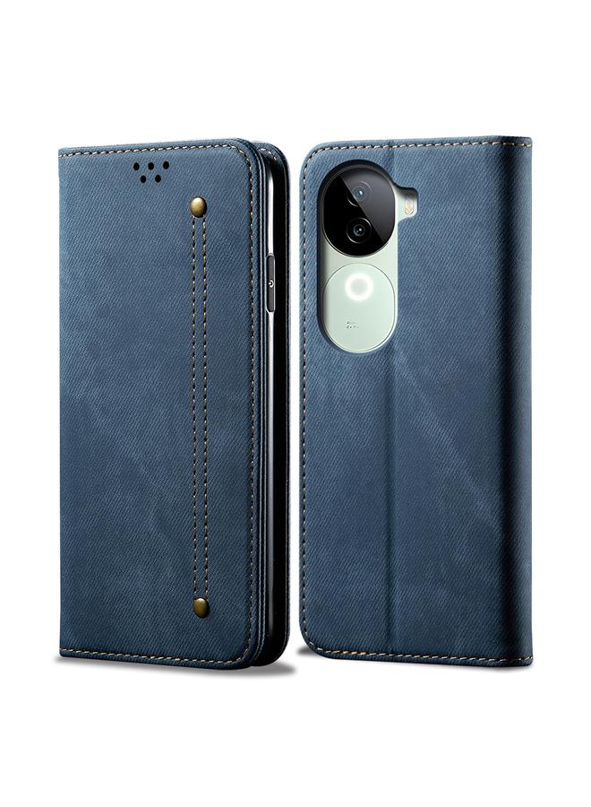 The Bros Case For vivo V40e 5G India / iQOO Z9s 5G Denim Texture Flip Leather Phone Case