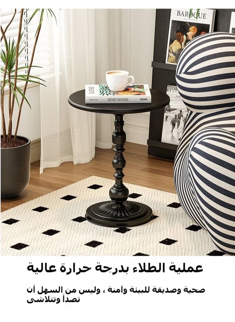 XiuWoo - Nordic Sofa Side Cabinet Living Room Home Small Coffee Table Modern Minimalist Corner, Metal Iron Outdoor Round Table Weather Resistant Anti-Rust Outdoor End Table 52X38X28 Cm - Image 1