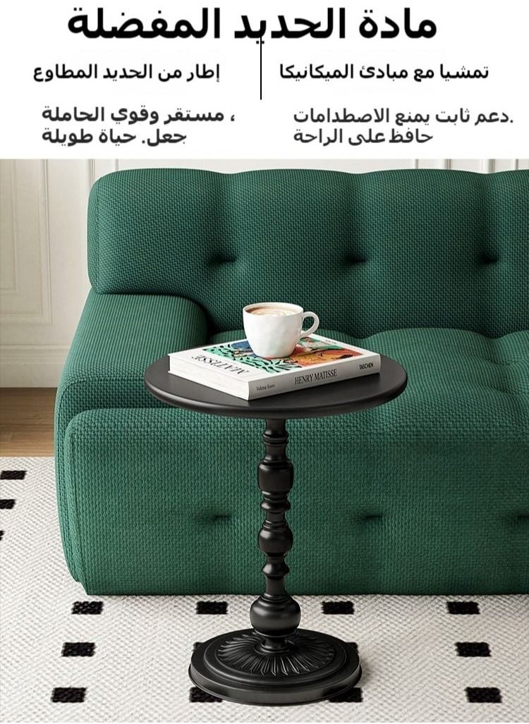 XiuWoo - Nordic Sofa Side Cabinet Living Room Home Small Coffee Table Modern Minimalist Corner, Metal Iron Outdoor Round Table Weather Resistant Anti-Rust Outdoor End Table 52X38X28 Cm - Image 1