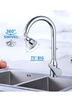 Excefore Faucet Aerator Faucet Sprayer Attachment, Kitchen Faucet Head Replacement with 4 Spray Modes, 360° Swivel Faucet Extender Anti-Splash Sink Sprayer Faucet Nozzle Head (Diamond, Silver)  - Image 3