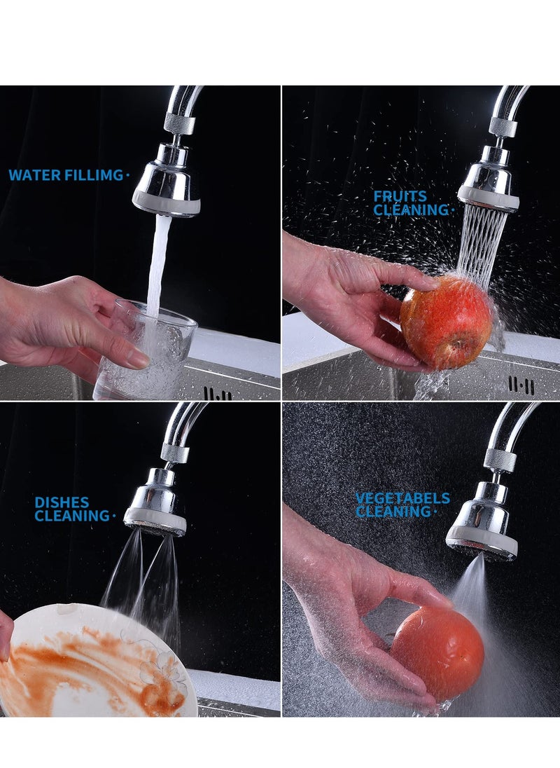 Excefore - Faucet Aerator Faucet Sprayer Attachment, Kitchen Faucet Head Replacement with 4 Spray Modes, 360° Swivel Faucet Extender Anti-Splash Sink Sprayer Faucet Nozzle Head (Diamond, Silver) - Image 1