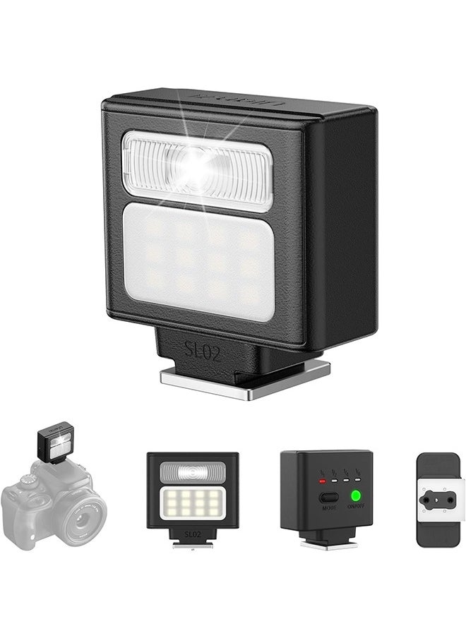 Ulanzi ULANZI SL02 Mini Flash Speedlite with Video Light, GN8 6500K Camera Mini Flashlight for Canon Fuji Sony Nikon and Othe SLR Digital Cameras, 4 Power Levels Camera Flash Speedlight NOT Fit Sony ZV -1F  - Image 1