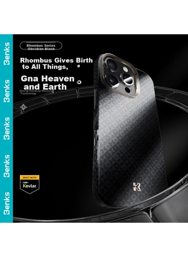 Benks Iphone 16 Pro Max Case, Apple 16 Pro Max Diamond Pattern Floating Kevlar Magnetic High-end Protective Cover, Obsidian Black - Image 1