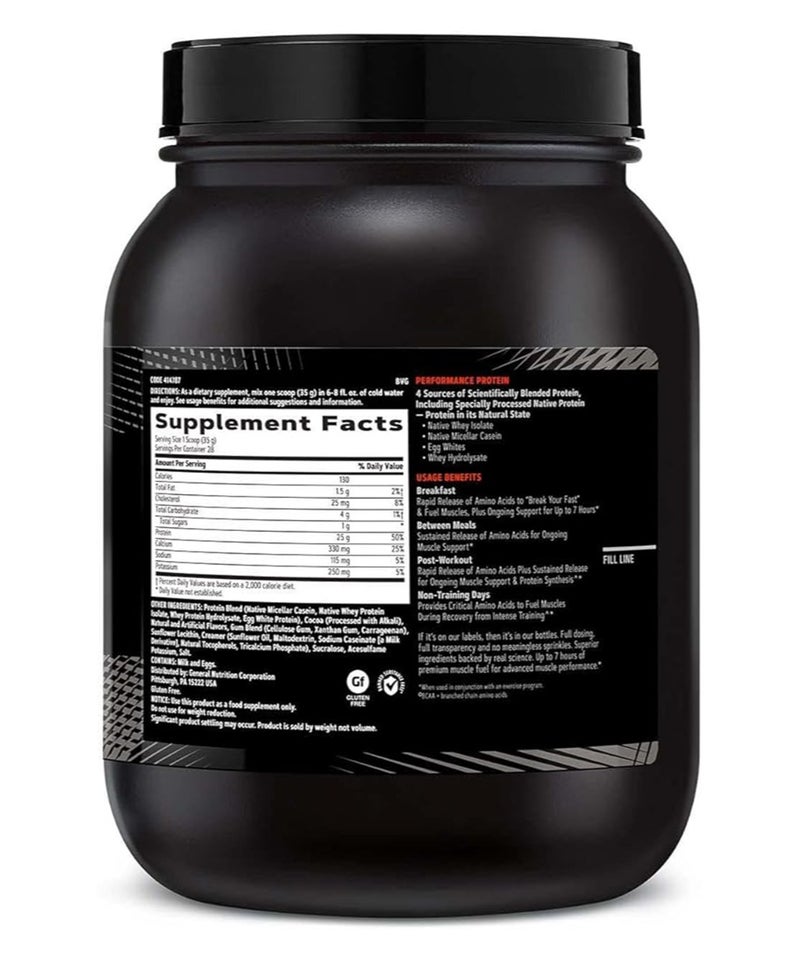 GNC AMP Sustained Protein Blend, Targeted Muscle Building and Exercise Formula, 4 Protein Sources With Rapid & Sustained Release, Gluten Free, Chocolate Milkshake – 28 Servings - Image 2
