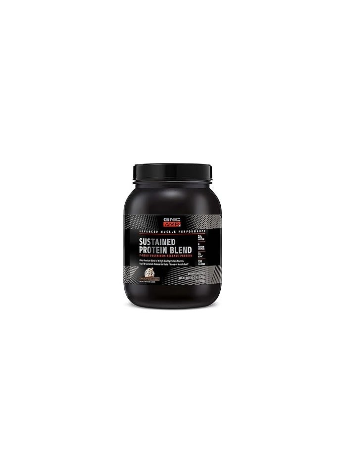 GNC AMP Sustained Protein Blend, Targeted Muscle Building and Exercise Formula, 4 Protein Sources With Rapid & Sustained Release, Gluten Free, Chocolate Milkshake – 28 Servings  - Image 1