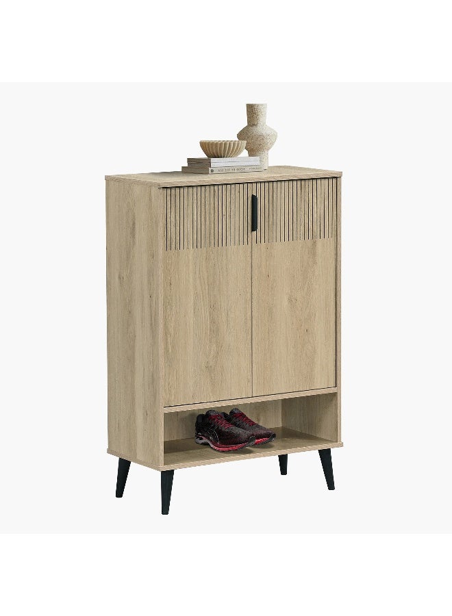 Home Box Movo-Lasero 2 Door Shoe Cabinet w/Open Shelf-Oak-15 Pairs - Image 3