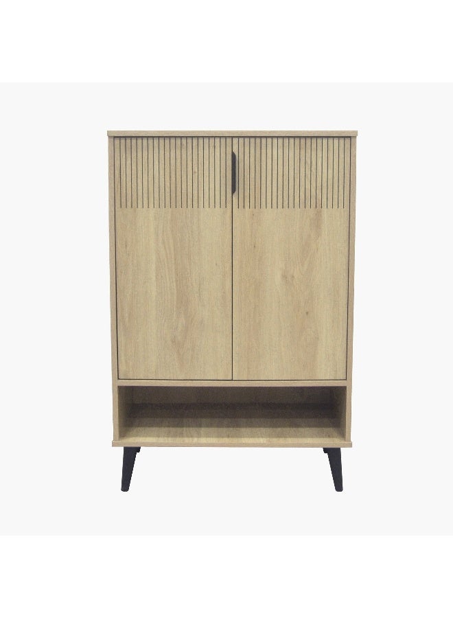 Home Box Movo-Lasero 2 Door Shoe Cabinet w/Open Shelf-Oak-15 Pairs - Image 2