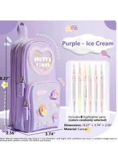 NajmStyle Mini Backpack Pencil Case Art Marker Storage Canvas Makeup Pocket Small Gadget Bag Organizer Random Free of 6 Pack Highlighters  - Image 4