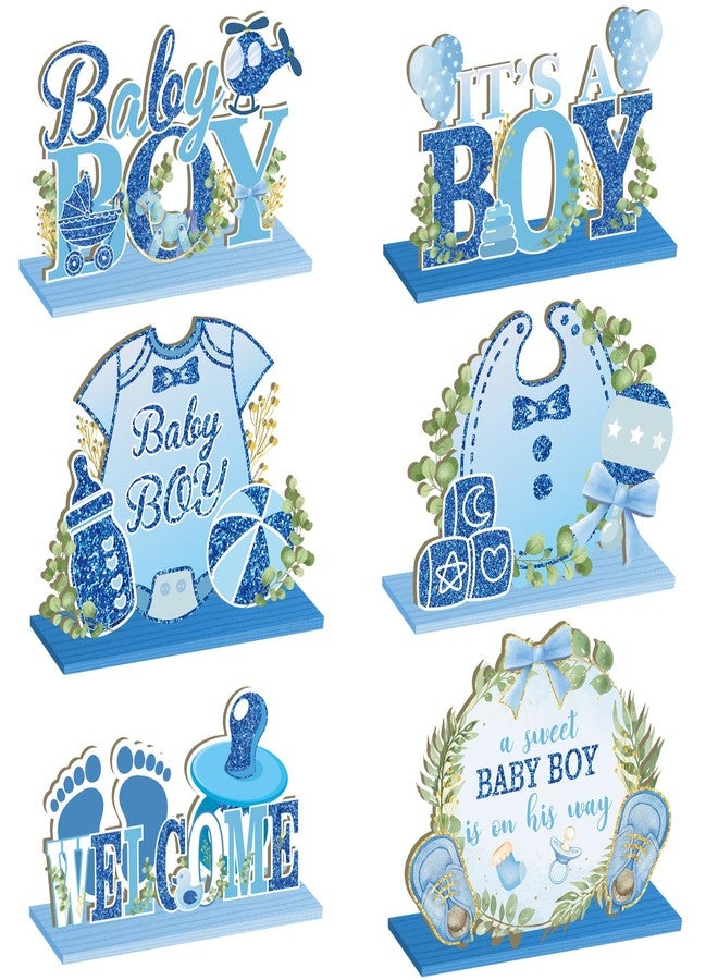 LUUFILx It's a Boy Baby Shower Centerpieces Baby Shower Table Centerpieces Bloom Table Display with Letters A Sweet Baby Boy is on His Way Gender Reveal Decorations for Boy Birthday Supplies (Wooden) - Image 1