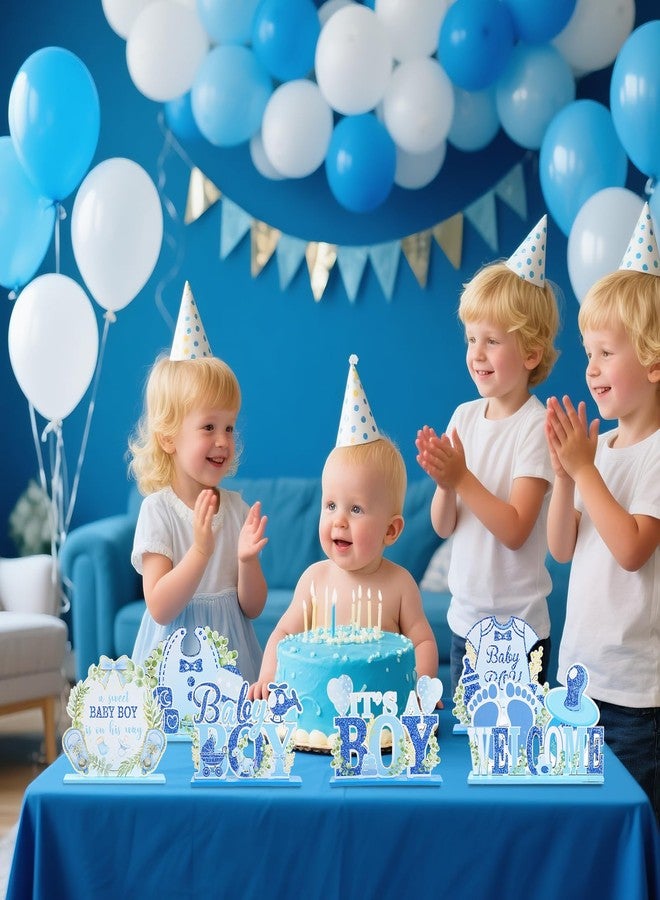 LUUFILx It's a Boy Baby Shower Centerpieces Baby Shower Table Centerpieces Bloom Table Display with Letters A Sweet Baby Boy is on His Way Gender Reveal Decorations for Boy Birthday Supplies (Wooden) - Image 5