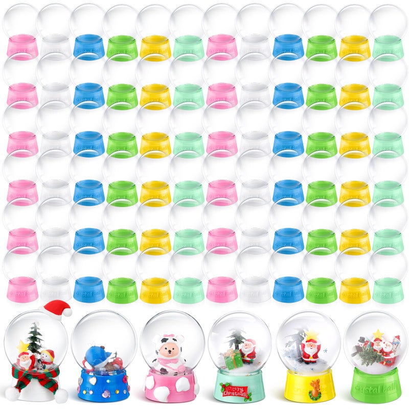 ليهيت 72 قطعة كرات ثلجية فارغة قابلة للتعبئة 4 بوصة من البلاستيك الشفاف مع غطاء قابل للفك لحفظ الذكريات وعرض الحرف اليدوية وزينة المنزل