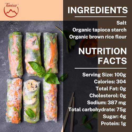 TANISA 38 Sheets Organic Brown Rice Paper Wrappers, Spring Roll Wrappers, Round Rice Wrappers for Fresh Rolls, Vietnamese Rice Paper Sheets, Suitable for Any Meal (8.7 inch, 12 oz) - Image 5