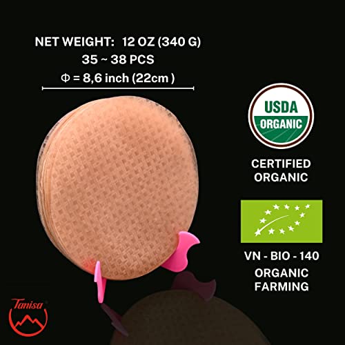 TANISA 38 Sheets Organic Brown Rice Paper Wrappers, Spring Roll Wrappers, Round Rice Wrappers for Fresh Rolls, Vietnamese Rice Paper Sheets, Suitable for Any Meal (8.7 inch, 12 oz) - Image 3